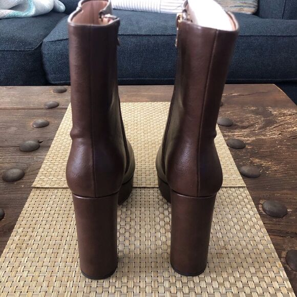 New York & Company Raylan Platform Ankle Boots Chocolate Size 8.5 - Picture 7 of 8